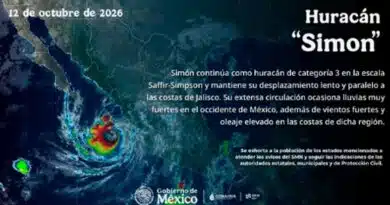 Huracán ‘Simon’ sigue como categoría 3; mantiene lluvias muy fuertes Huracán